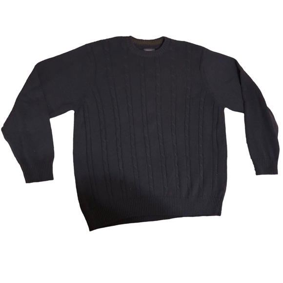 Saddlebred Navy Blue Cable Knit Crew Neck Sweater Size XL - Picture 5 of 6